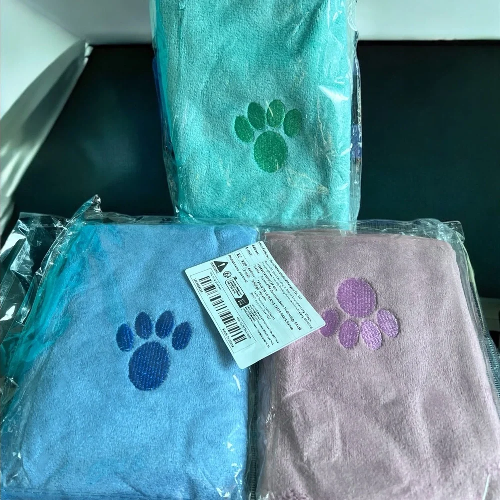 Pink Paw Print Pet Towel